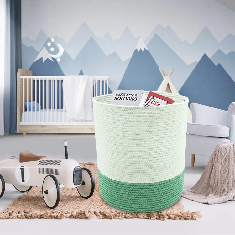 Extra Large 100% Natural Cotton Rope Woven Storage Basket for Storage Cotton Laundry Basket Blankets Toys