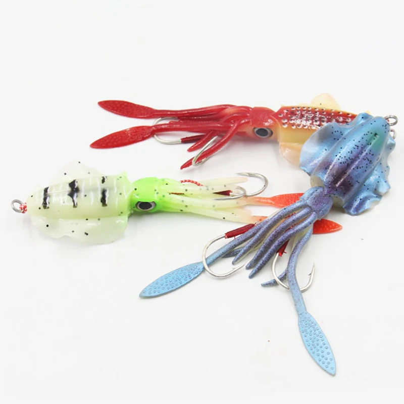 
Fishing Soft Squid Lure Luminous 15cm/60g UV Glow Squid Jig Artificial Fishing Lures For Sea Fishing Wobbler Bait 