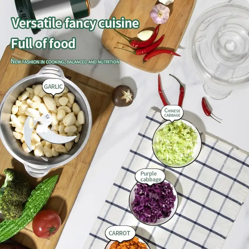 1l 2l home use hot selling manual smart food chopper electronic, vegetable slicer dicer meat grinder for kitchen/