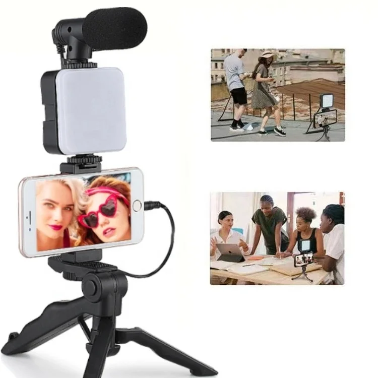 TikTok Smartphone Photography Kit with  LED Light ABS Body Tripod Live Broadcast Holder Microphone Video Lighting Equipment
