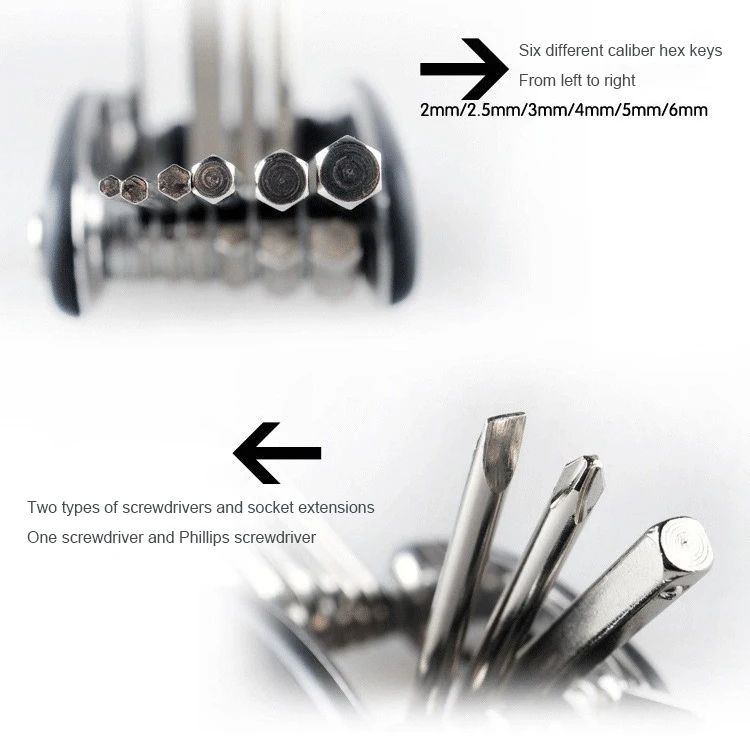 16-in-1 Multi-Usage Bike Bicycle Repair Tool Kit Hex Wrench Nut Tire Repair Hex Allen Key Screwdriver Socket Extension Rod