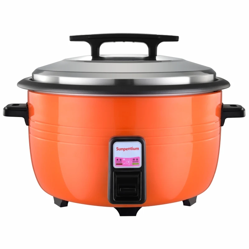 Commercial Rice Cooker/Warmer 40 Cups Cooked Rice Non-Stick Pot Hinged Lid Stainless Steel Housing