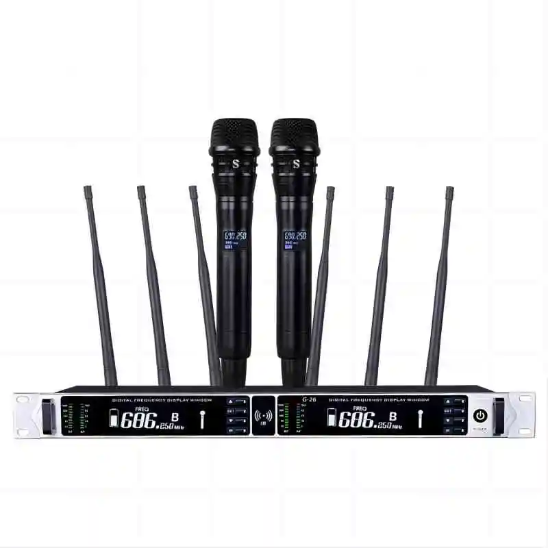COKYIS G-26 Six Antennas 800M Dual Channel Long Distance True Diversity Receiving Wireless Microphone UHF Handheld Microphone