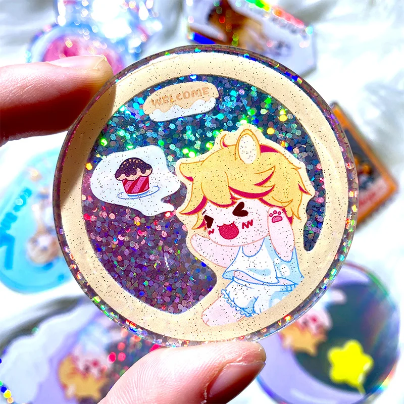 Vograce Plastic Key Chain Anime Acrylic Keychain Custom Promotional Cartoon Opaque Holographic Acrylic Keychain