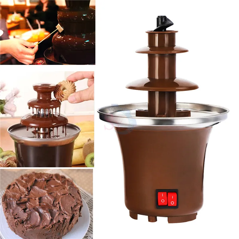 Newest Mini 3-tier Chocolate Fountain Tower Waterfall Hot Pot Melting Kitchen Appliances for kids DIY Snacks