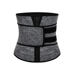 wholesale Double Belt Cincher Shaper Slimmer Neoprene Zipper Sweat Waist Trainer Corset Tummy Trimmer for Women