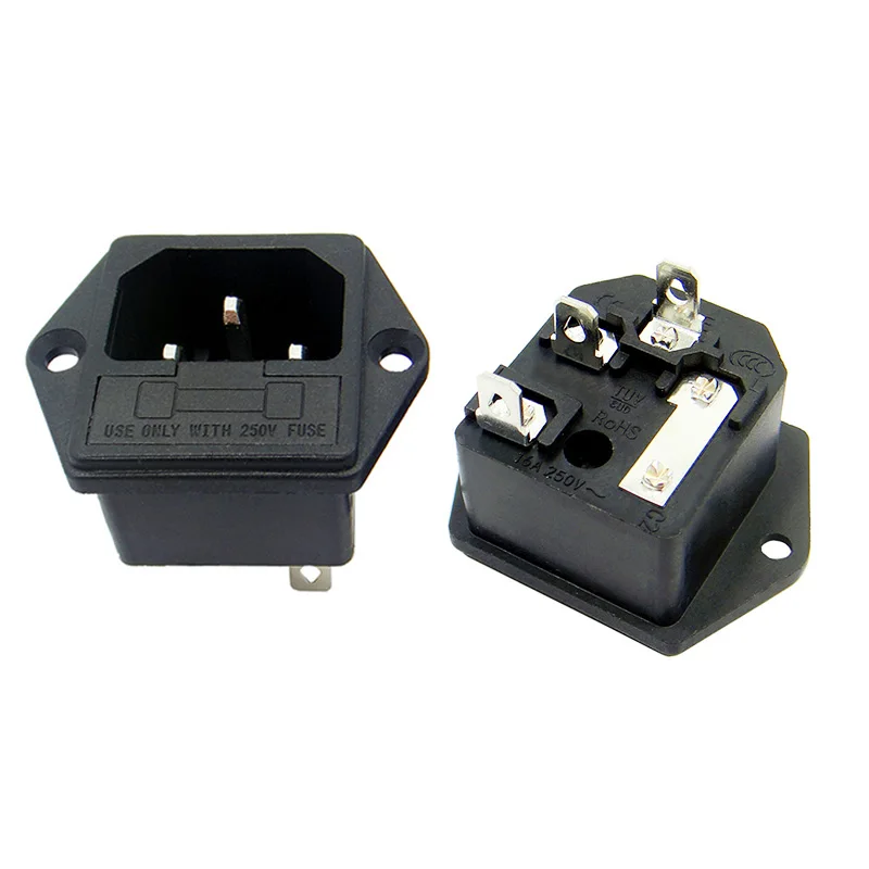 AC Power Outlet Socket 3PIN Panel Mount 10A 250VAC With Fuse AC-03