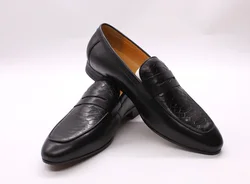 Formal italian men dress adult shoes genuine leather loafer flats wholesale