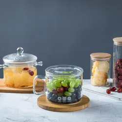 Factory clear pyrex glass cooking pot double ear glass pot for kitchen