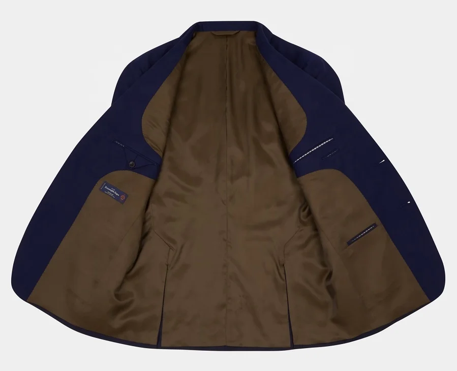 Classical 2 pieces office formal business uniform custom mens navy blue pant and blazer set