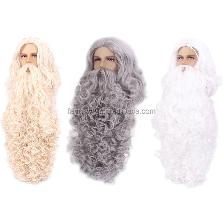 Factory Direct High Quality White Grey Wigs For Santa - Professional Yak Hair Father Christmas Wig
