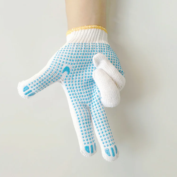 Fashion Knitted Funky Gloves PVC dotted knit cotton working gloves Black Cotton Knitted Gloves