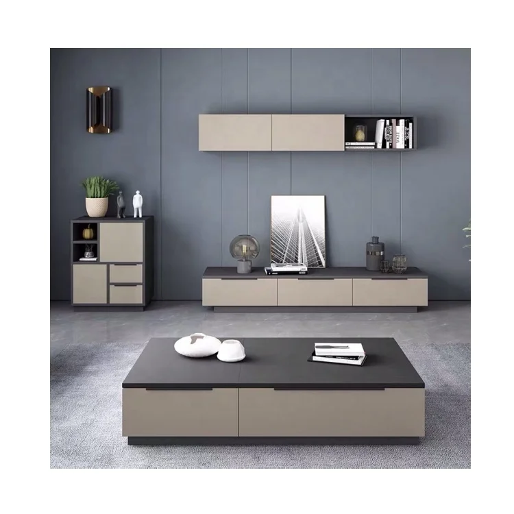 Wholesalers Living Room Wood Tea Table Metal Frame Wooden Top Coffee Table TV stand tv unit cabinets