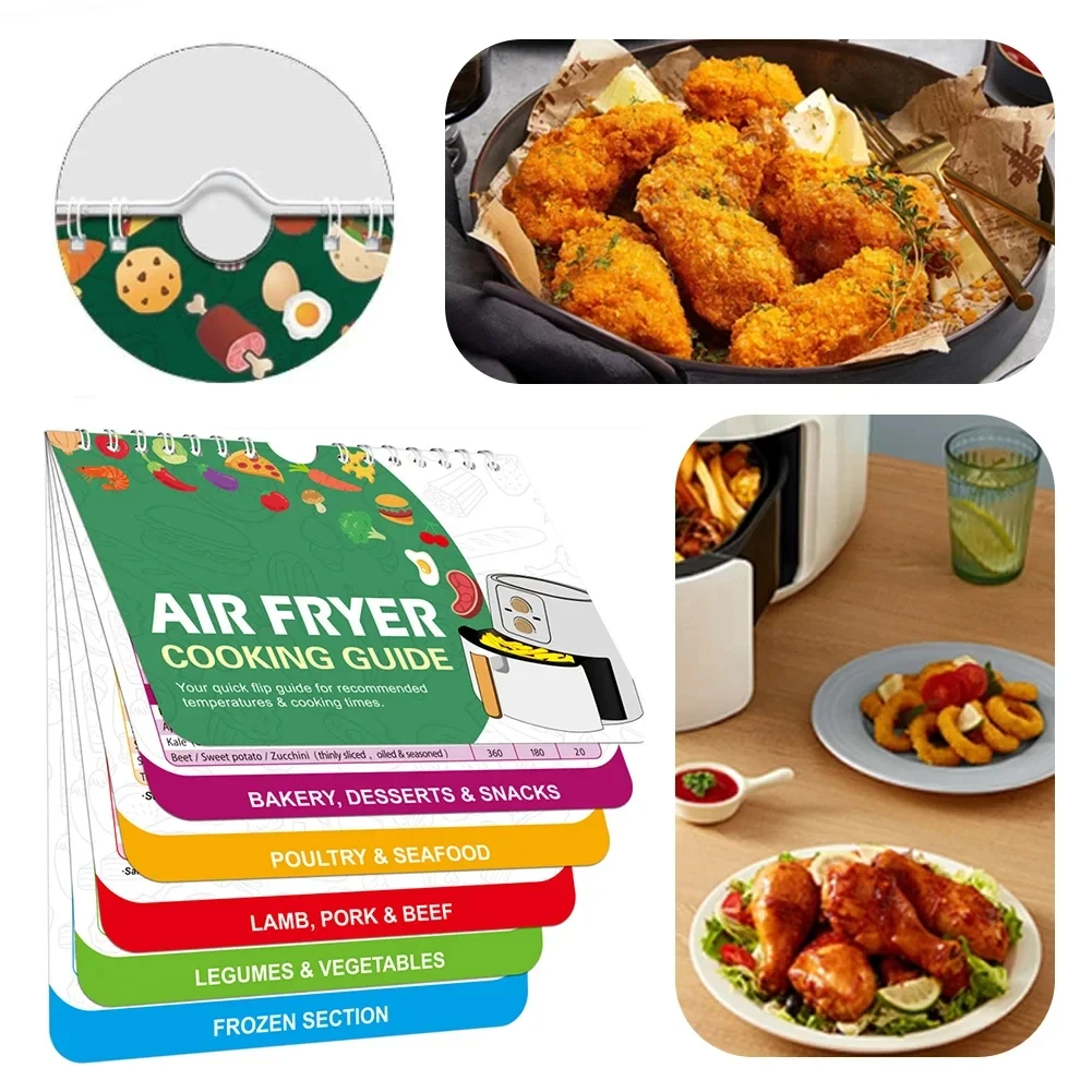 Air Fryer Cheat  Sheet Magnets Cooking Guide Booklet Cheat Sheet Magnets Booklet Air Fryer Magnetic Cheat Sheet