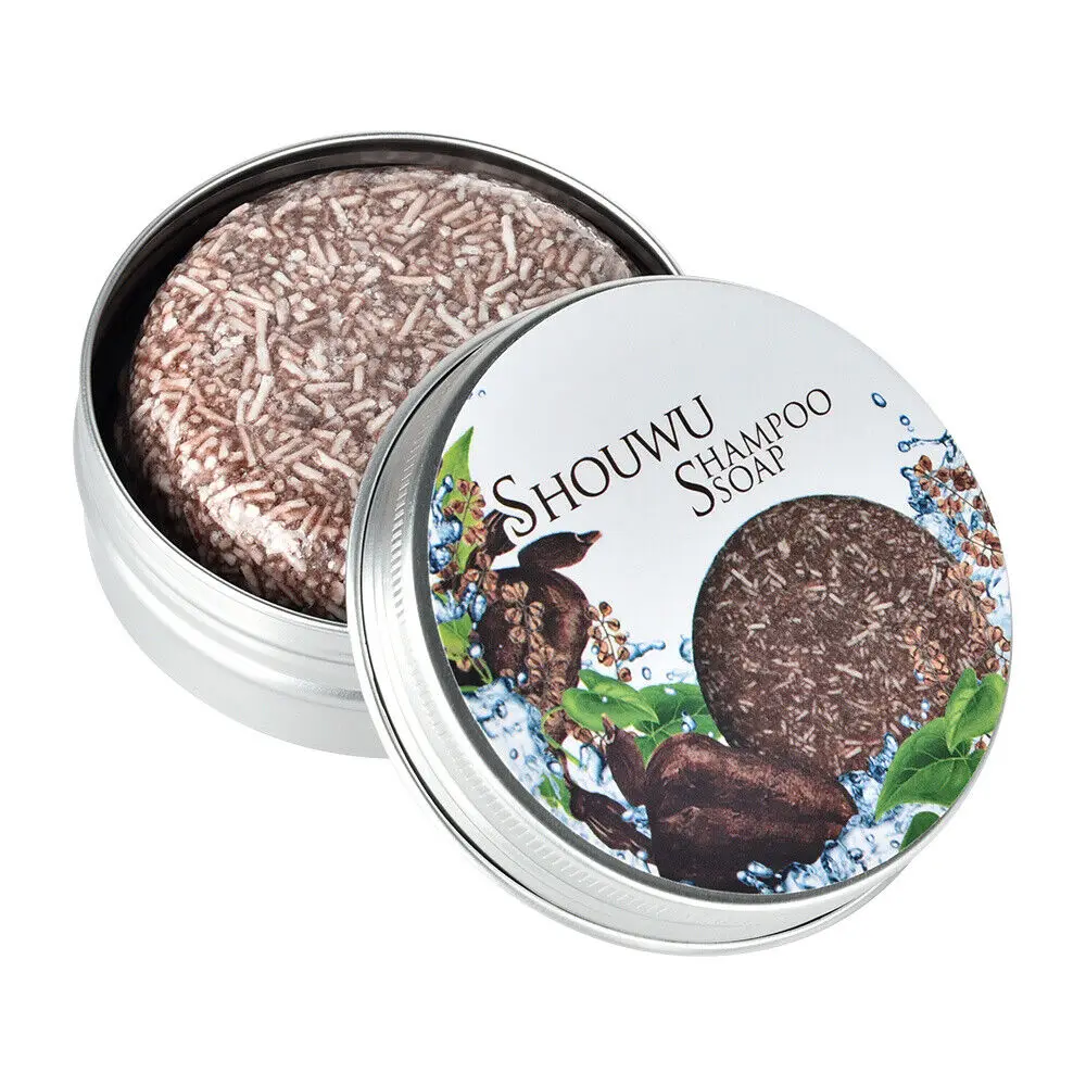 Private Label Organic Grey Reverse Shampoo Soap Bar Natural Black Hair Darkening Polygonum Multiflorum Soap