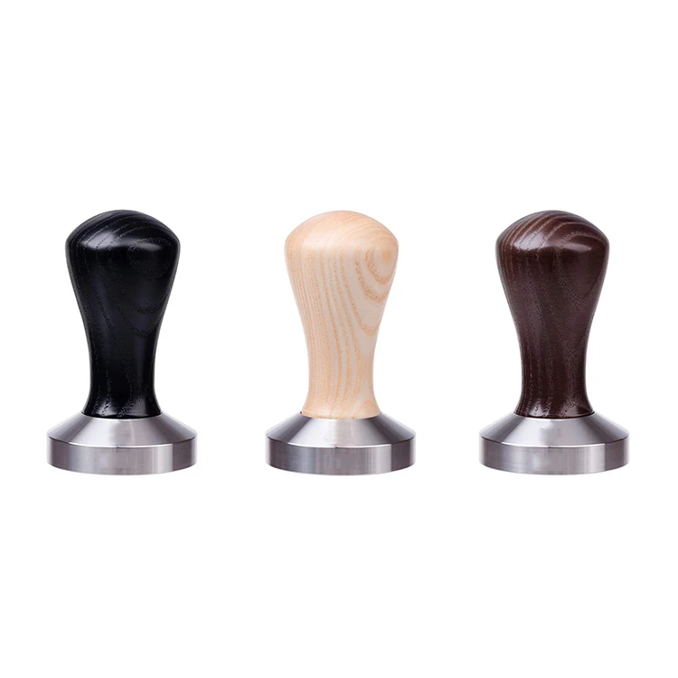 NUODA Stainless Steel Pressure Base Tamper Coffee Press Tool Solid Wood Handle Espresso Tamper Barista Tools Coffee Accessories