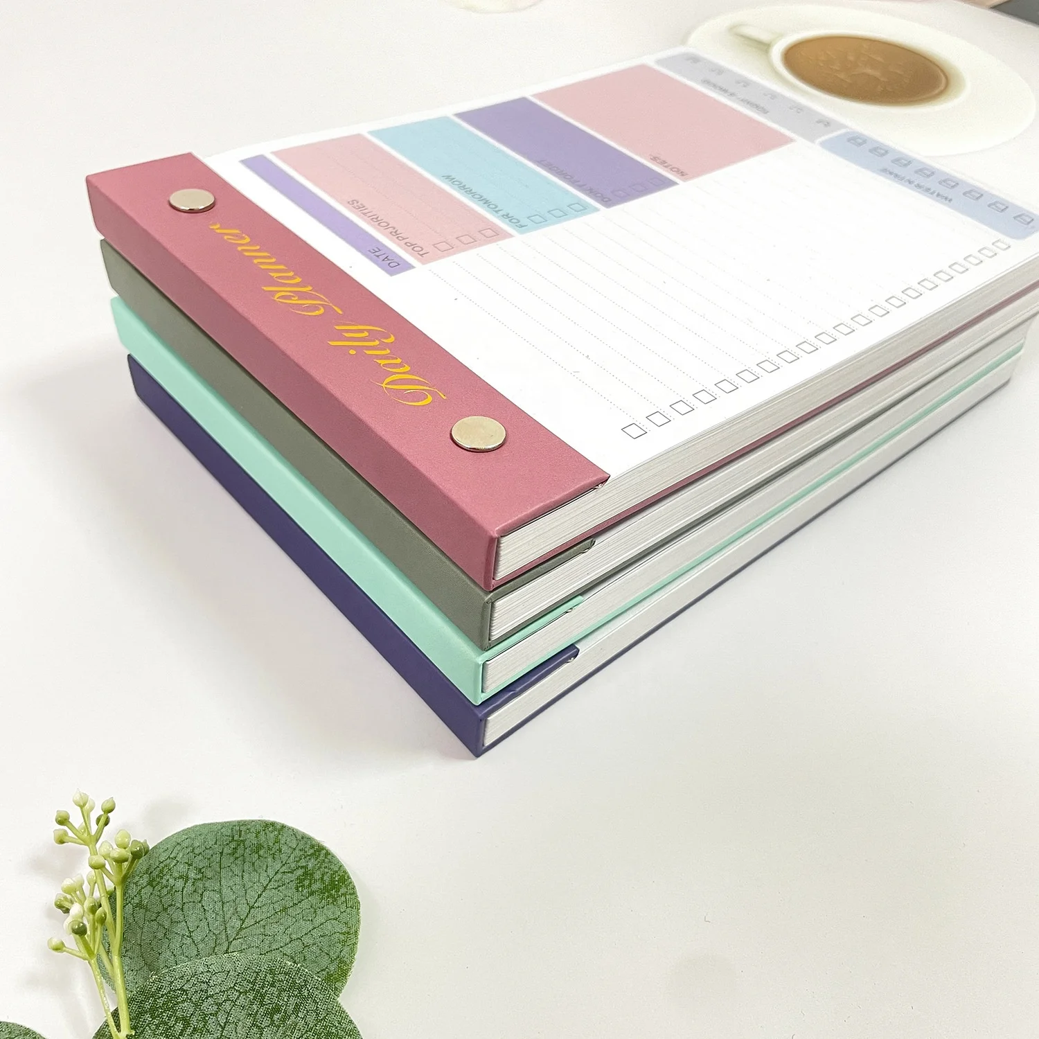 Customieable Pu Leather Tear Off Business Shooting Paper Memo Notepad Grocery Weekly Planner 2024 To Do List Office Weeky Pads