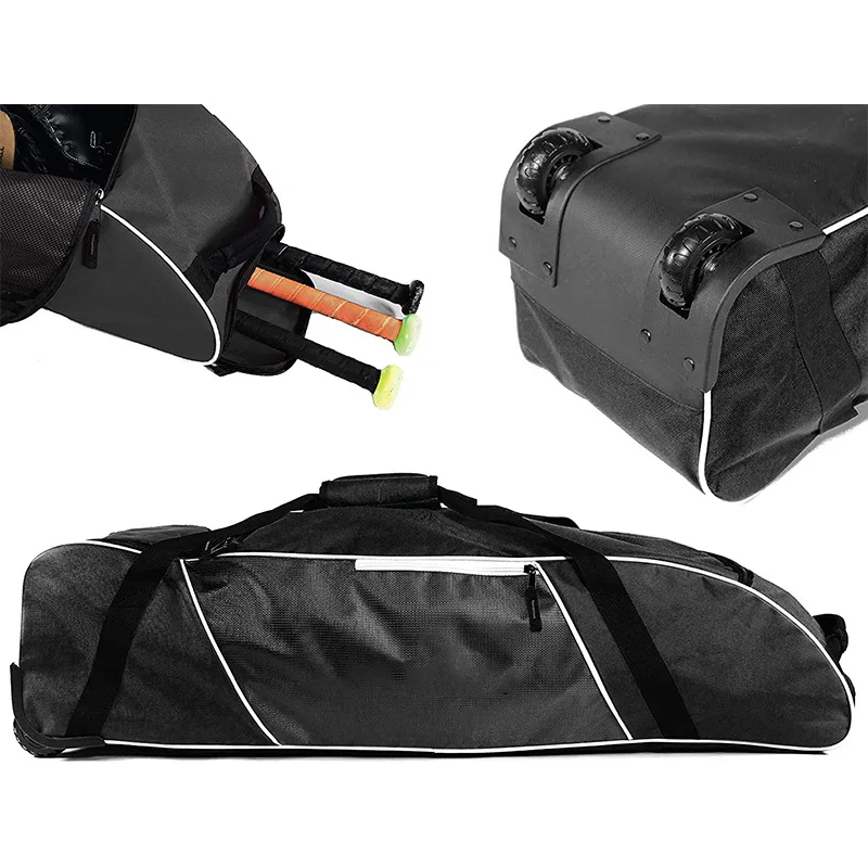 Free Sample China Manufacture Custom Sport Duffel Bag Baseball Rolling Stick Bag With Wheels