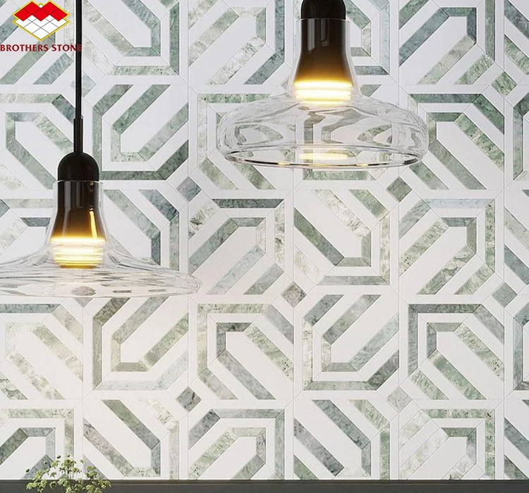 Modern Natural stone Mosaic Marble Wall Tile Marble Waterjet Mosaic Tiles for Interior Kitchen and Bathroom Design