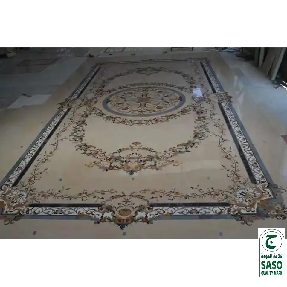 GUCI customize pattern waterjet marble medallion floor luxury elegant carpet plate idea