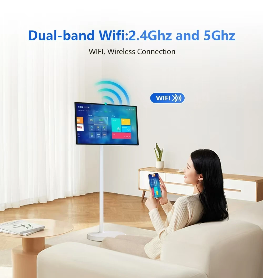 32inch Portable Android TV on Wheels 6+128GB | 13MP Camera & Retractable Stand Design