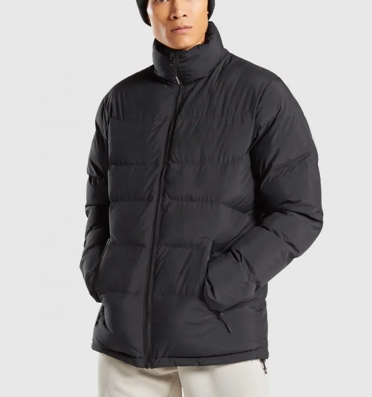 Mens duck down jacket light weight feather winter men clothing black custom print down coat puffer jacket no hood