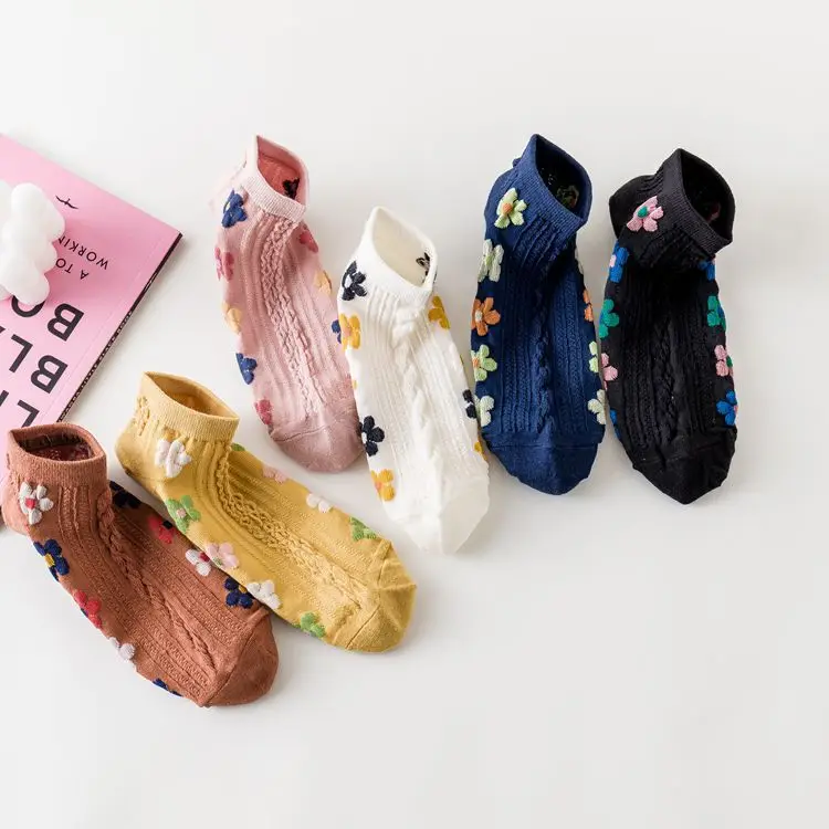 Тонкие женские носки Новинка весна-лето гиуна цветки свежие хлопковые носки твист носки в японском стиле ретро