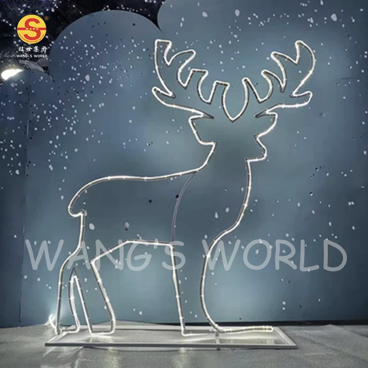 3D Iron Christmas Lights Sale Commercial Large Christmas Lighted Deer For Wedding Stage Backdrop