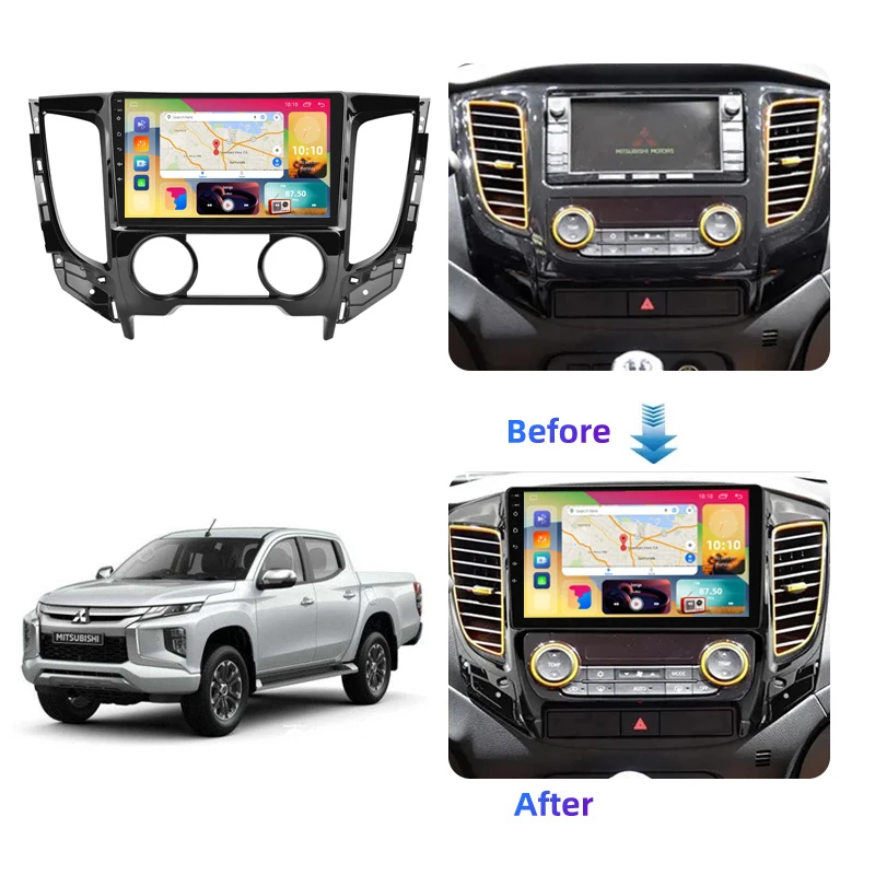 Комплект приборной панели для автомобиля Henmall 2Din Mitsubishi L200 Triton