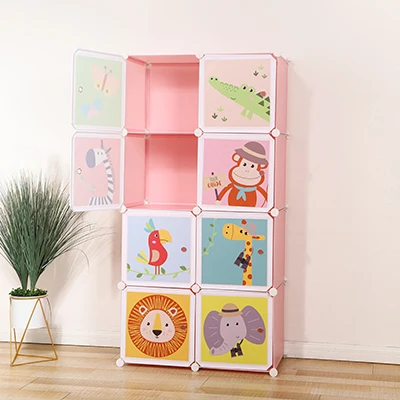 DIY plastic foldable portable folding doors cupboard pp cube cabinet kids wardrobe