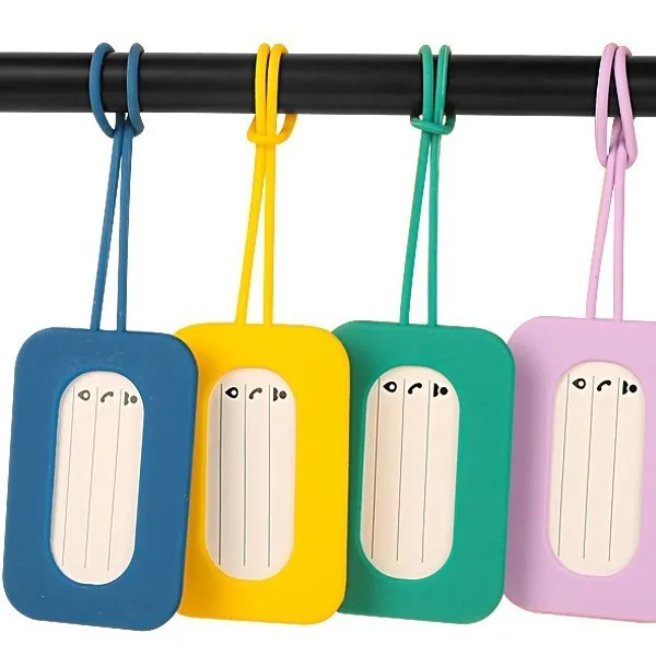 Custom Durable Colourful Luggage Tag Silicone Suitcase Tags Holder with Name ID card