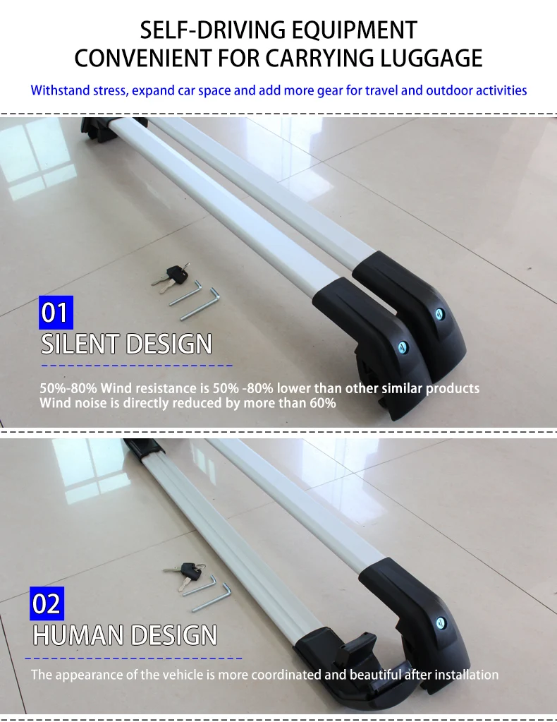 Алюминиевый автомобильный кровельный стеллаж из АБС-пластика 4x4, универсальный поперечный стержень для седана