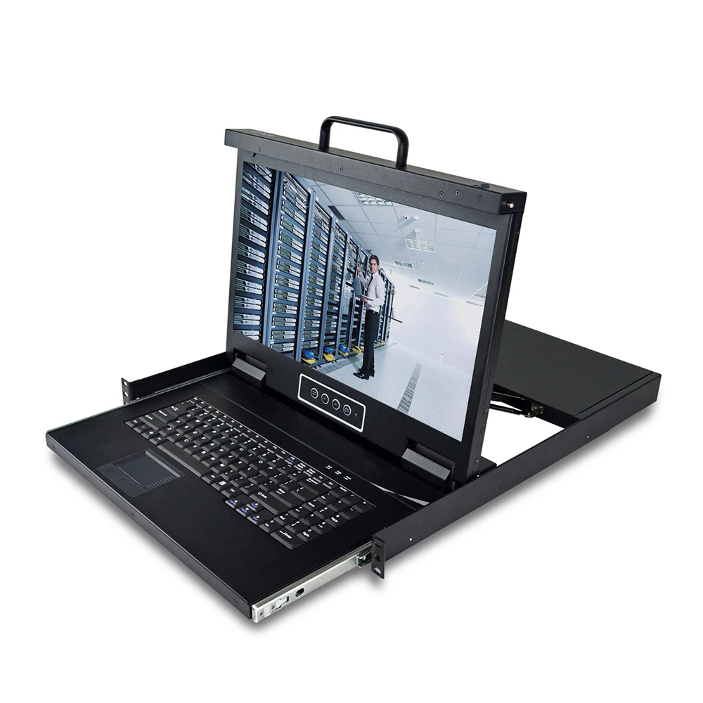 New Design 18.5 Inches 1 Port Lcd Monitor Single Rail Slide Rackmount Keyboard Monitor