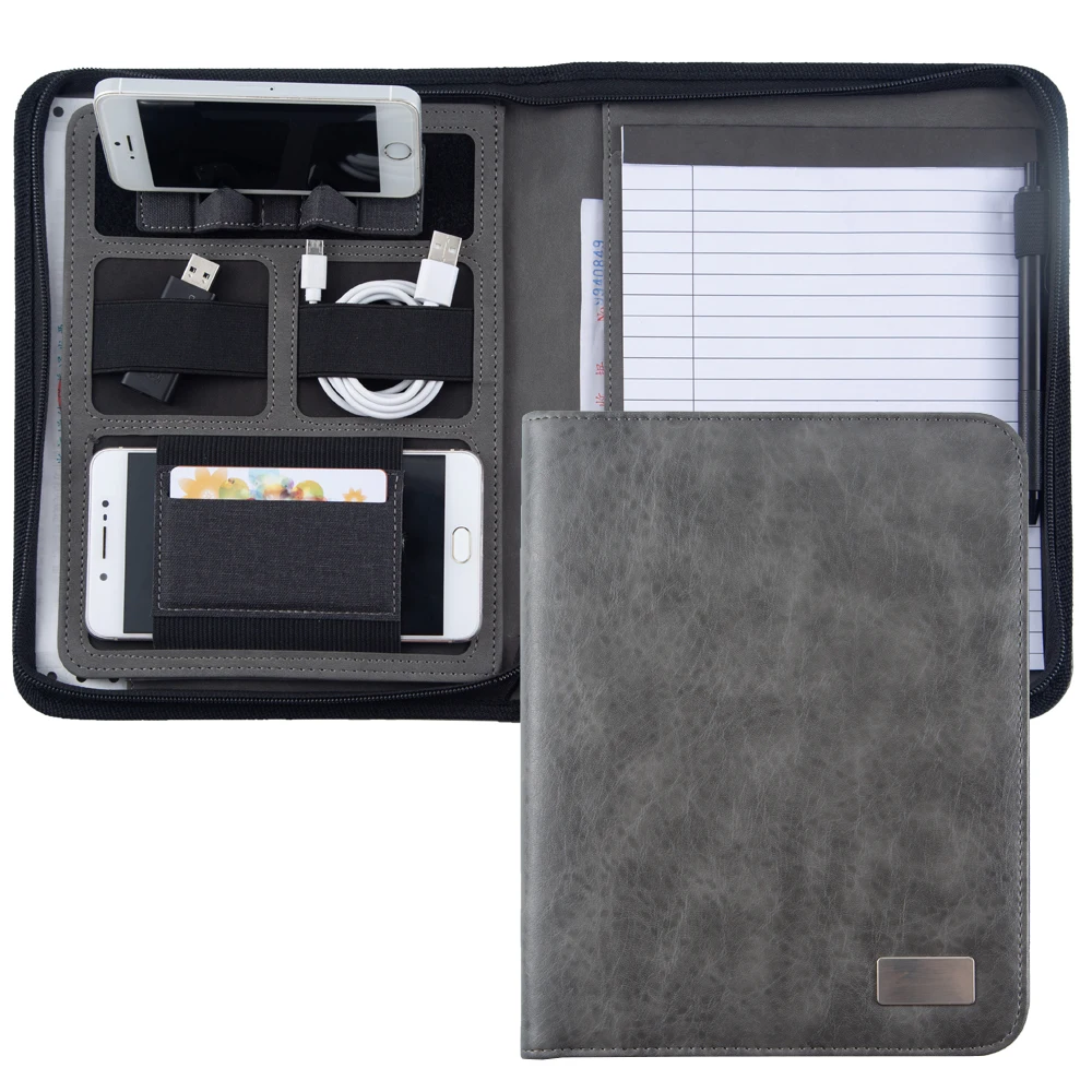 Новый стиль, папка для документов с отделкой страуса A5 Padfolio Zip, папка для документов, портфель для конференций с держателем для телефона