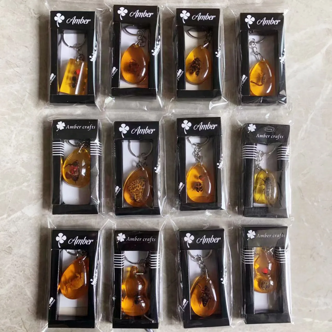 New real insect specimen hornet amber car bag pendant small gift crystal keychain