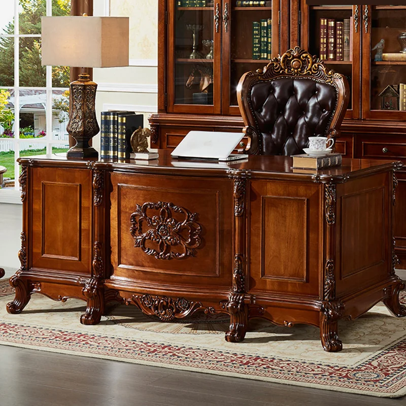 Factory supplies luxury boss office desk hotel hall furniture European style Antique president home office furniture