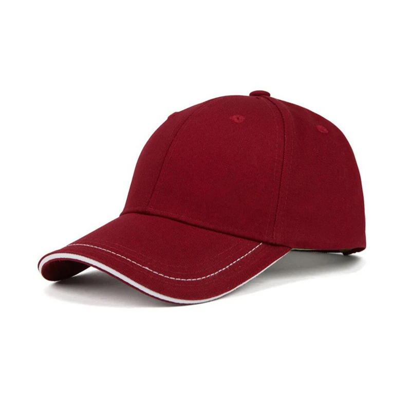 OEM Logo Baseball Cap Hat Custom Front Panel Metal Buckle Back Cap Hat Custom Embroidery Blank Sandwich Brim Sport  Gorras Cap