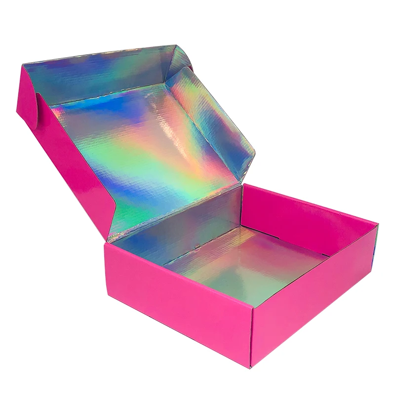 Custom logo printed Holographic Rainbow cosmetic box elegant perfume paper gift box packaging for cosmetic