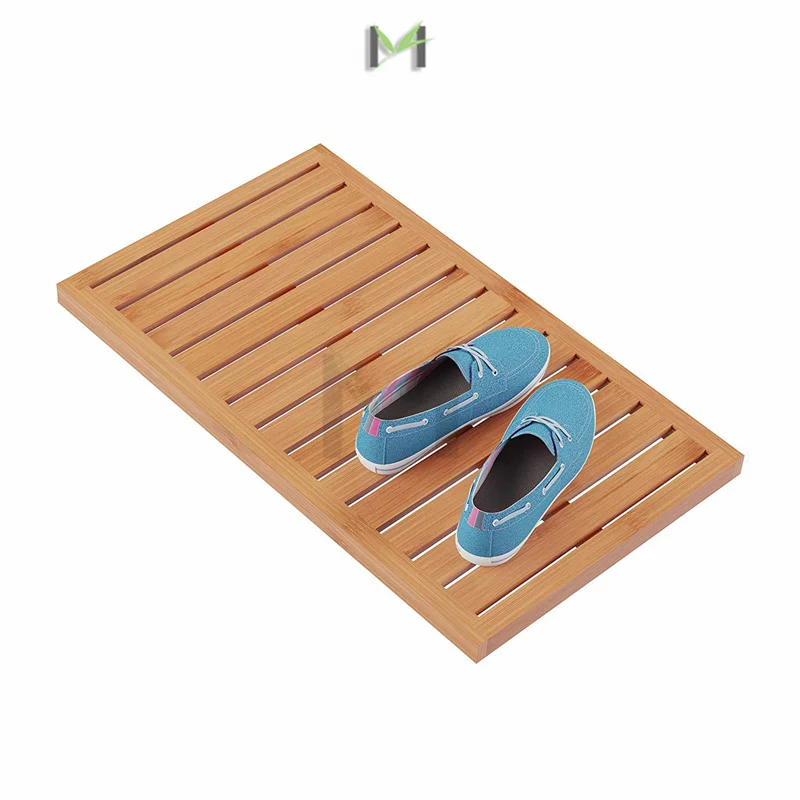 Bamboo Wood Bath Mats for Bathroom - Non Slip Bathmat, Wooden Rug for Shower Tub Spa and Sauna Floors