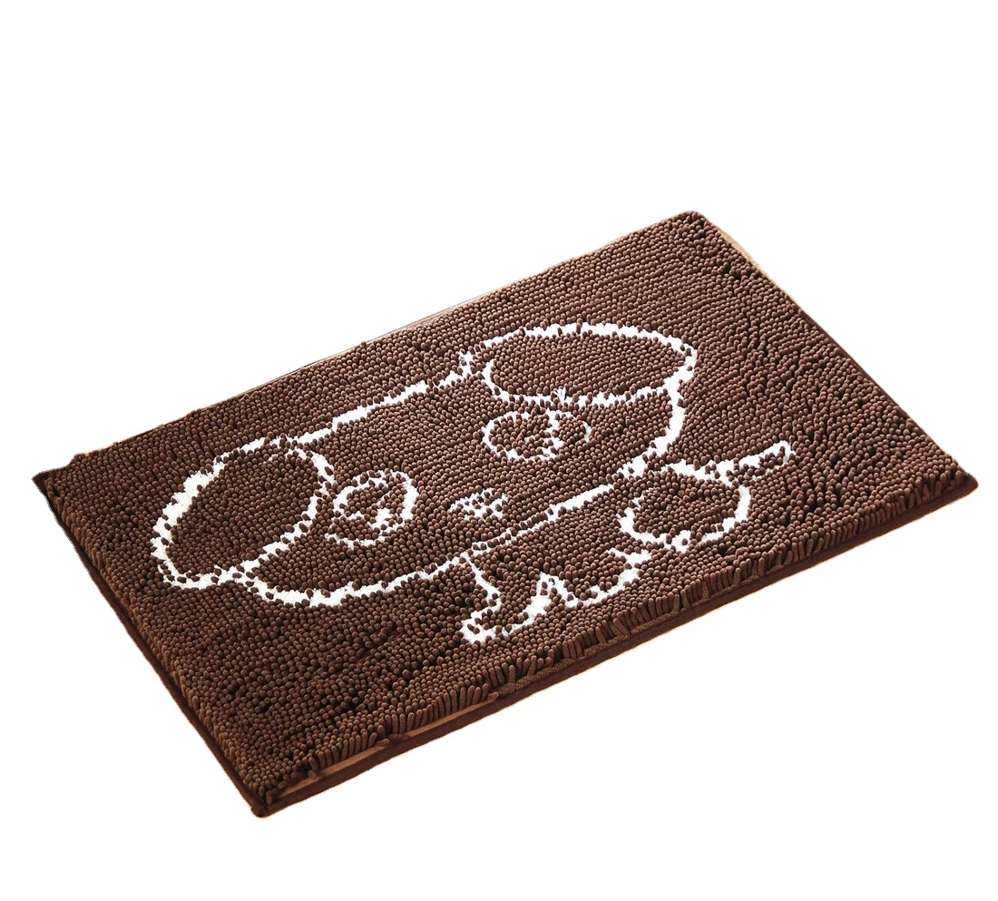 New dustproof chenille mat for door washable clean shoe mat pet embriodered door mat