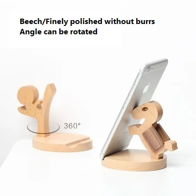 2023 New beech mobile phone base activity gift desktop mobile phone stand Wooden animal mobile phone stand