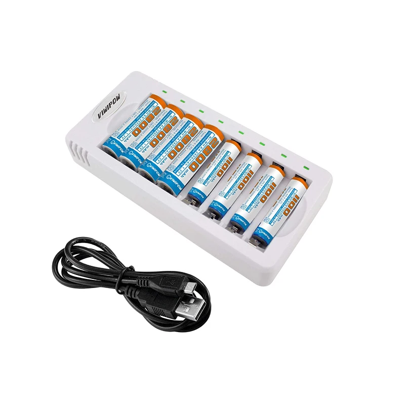 8 slot charger LED Shows 1.2V AA AAA Ni-MH Ni-CD Battery Charger with USB cable for digital products