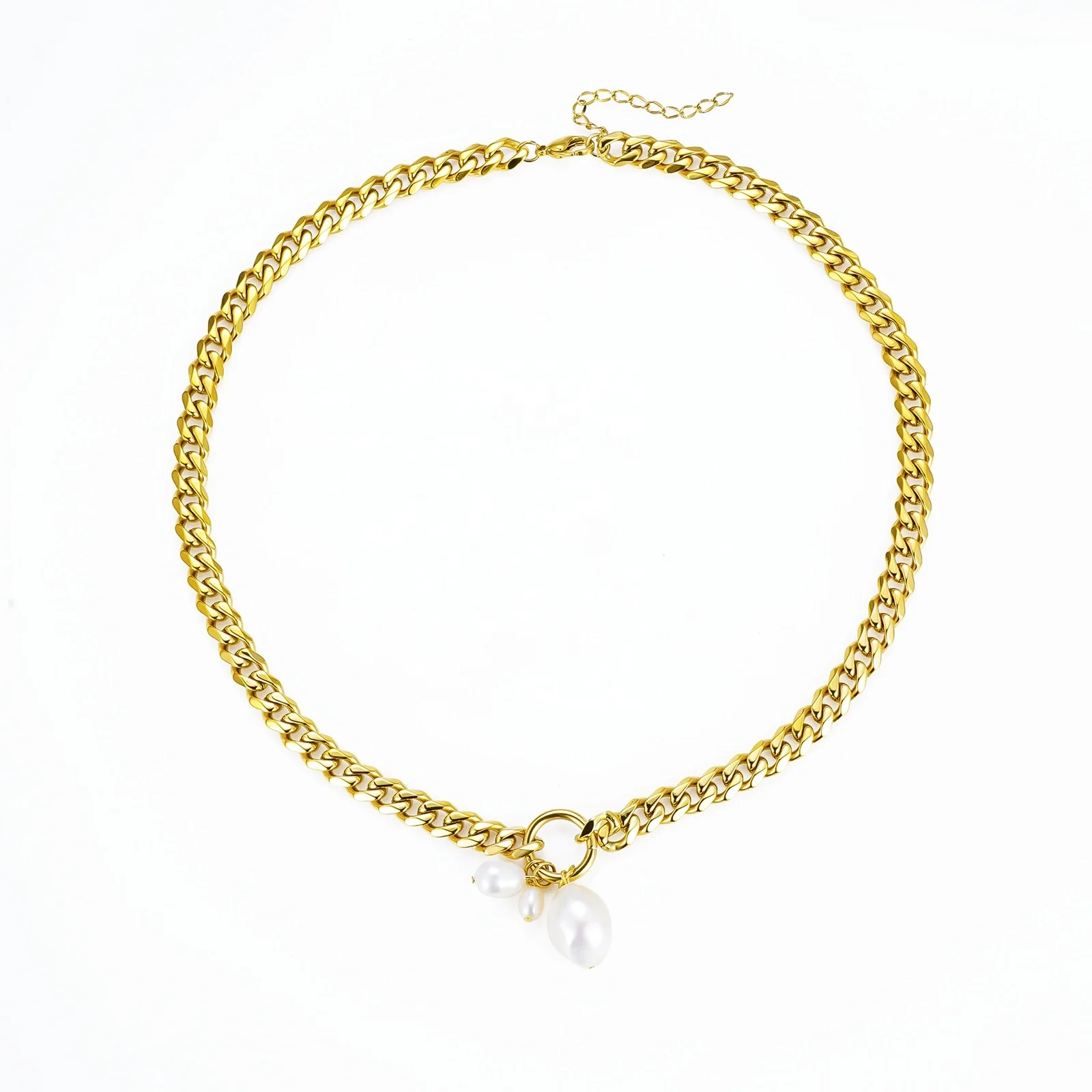 Custom Fashion Jewelry 18K Gold Plated Stainless Steel Spike Leaf Nail Personality Necklace Cuban Chain Necklace For Women