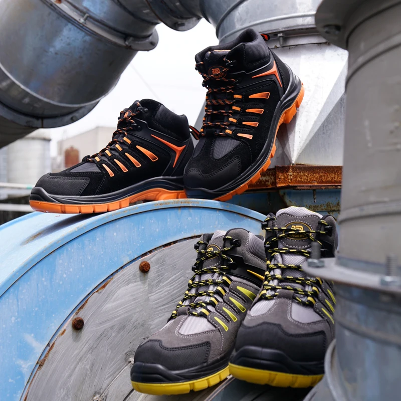 China oil and gas resistant leather rubber steel toe cap safety work boots for lobar