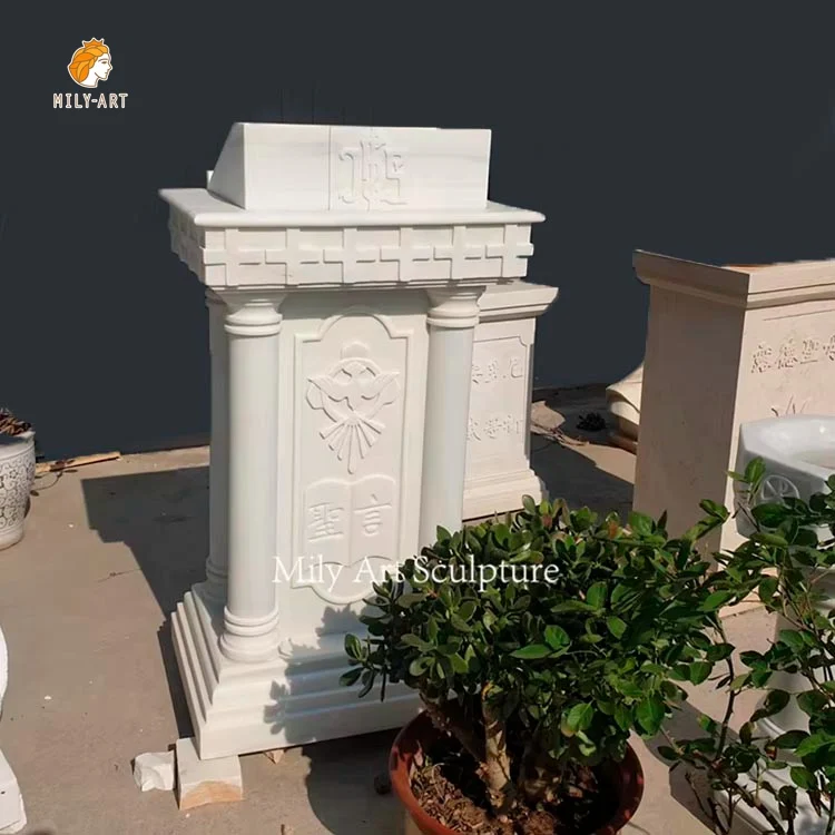Customized for Churches Hand Carved Religious Column Forum Marble Stone Pulpit
