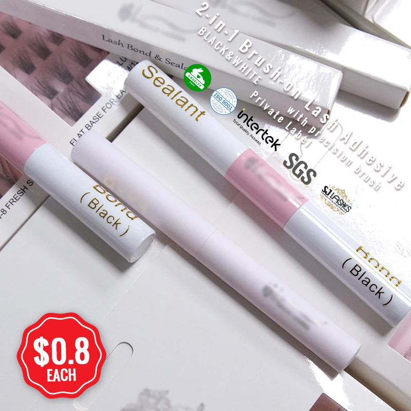 FREE SAMPLE Lash Glue Bond and Seal Long Lasting Strong Hold Waterproof 2 in 1 Cluster Eyelash Glue for DIY Lash Extensions