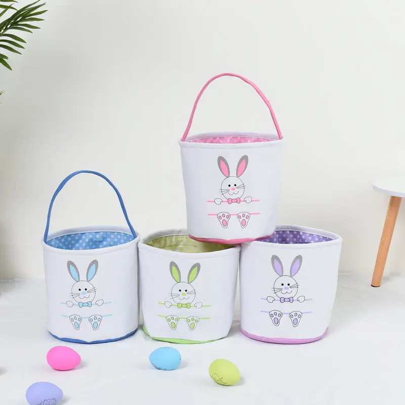 2024 Easter Egg Bucket Cottontail Gift Bag Rabbit Ear Handbag Storage Easter Bunny Basket Ready To Ship