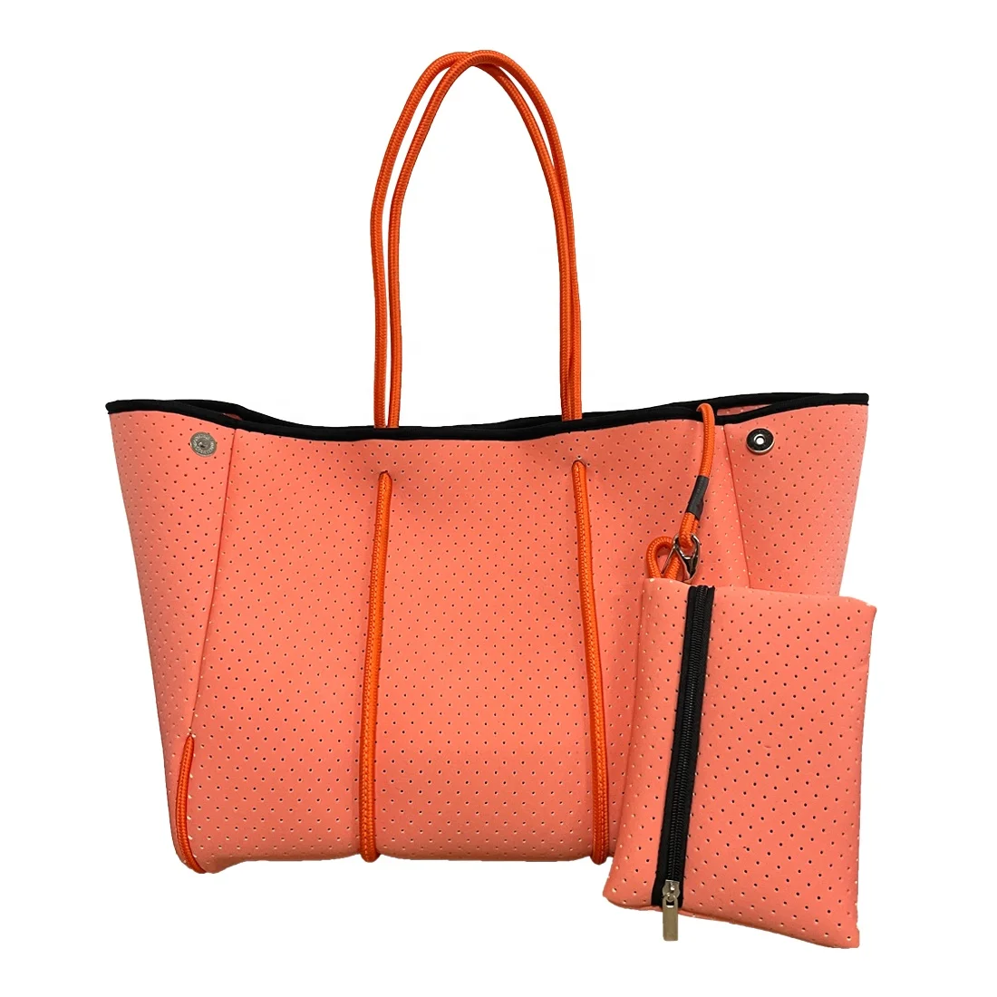 2021 pink purple neoprene tote bags beach handbag diaper bag with wide strap