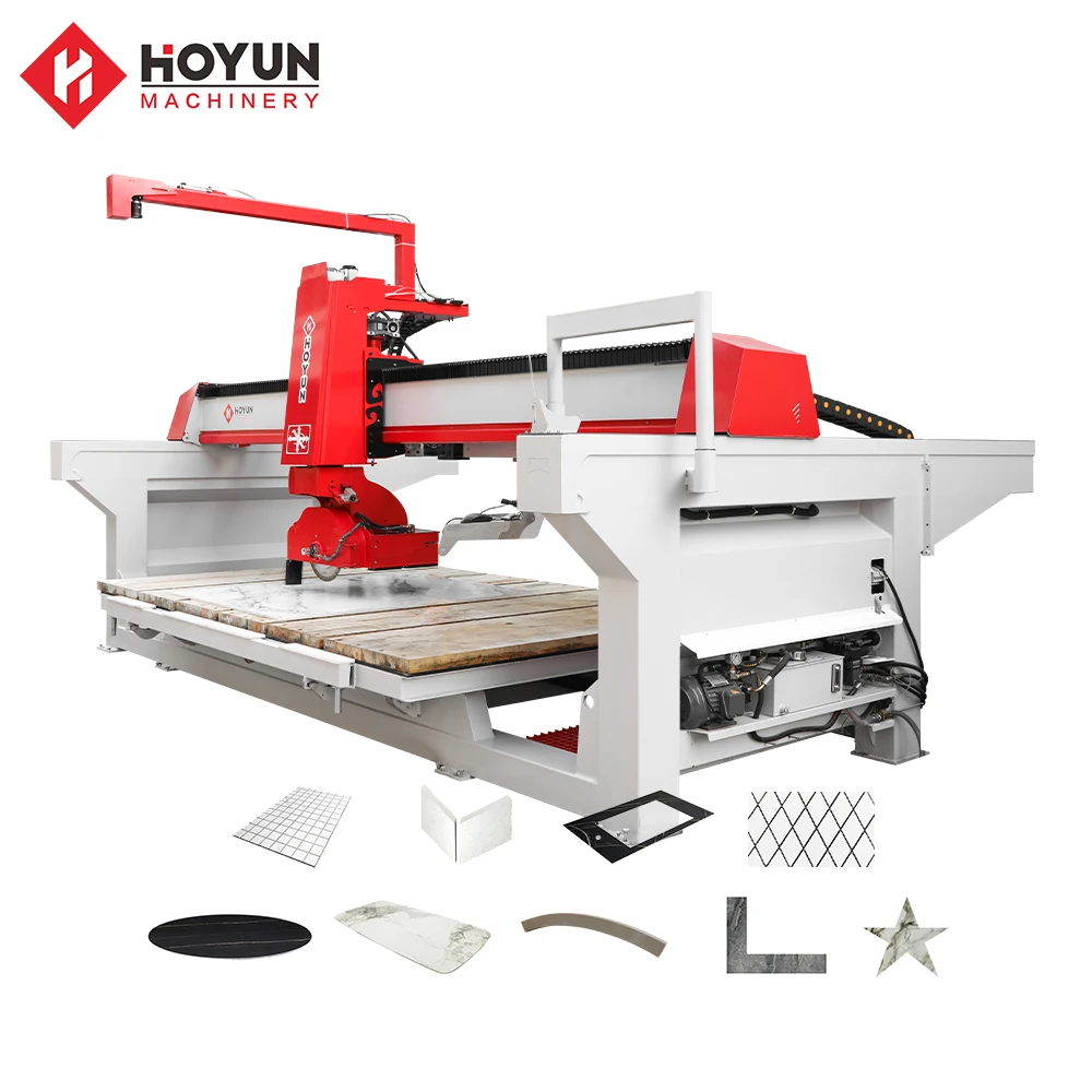 Hongyi machinery 4 Axis Bridge Saw cut to size sintered stone countertop cutting machine for ceramic tiles slab granite marble