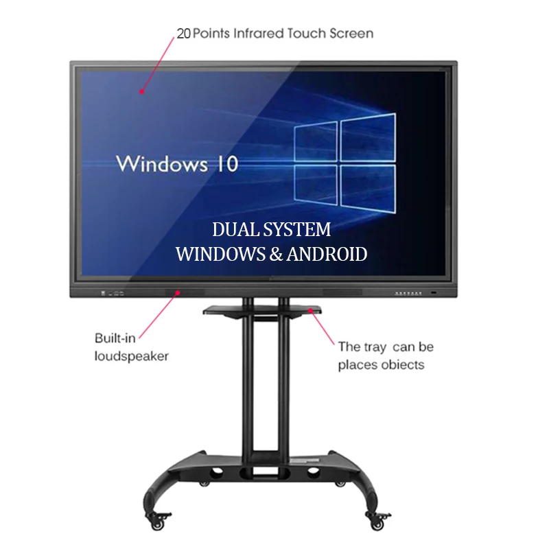 Touch Screen Whiteboard Windows 98 Inch 4k Interactive Flat Panel Android 8 Smart Board Teaching
